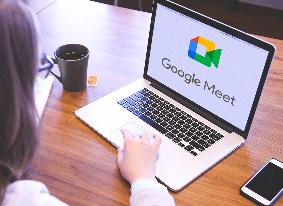 image of a person using Google Meet